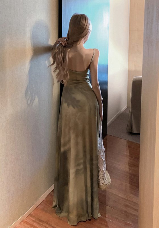 Beach Resort Green Ombre Spaghetti Strap Maxi Dress