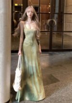 Beach Resort Green Ombre Spaghetti Strap Maxi Dress