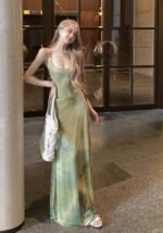 Beach Resort Green Ombre Spaghetti Strap Maxi Dress