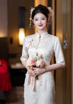 Bridal-Inspired White Lace Cheongsam Dress