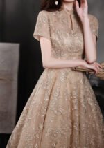 Charming Champagne Lace Cocktail Dress