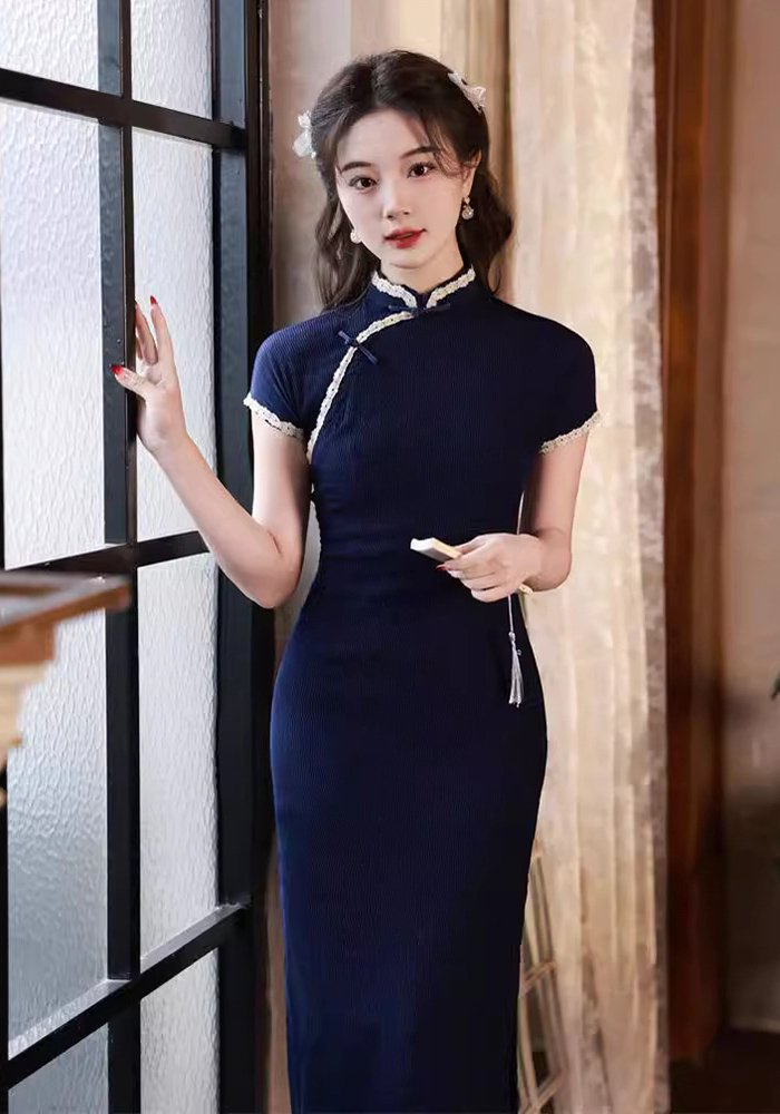 Cheongsam White Floral Lace Modernized Tradition Evening Galas