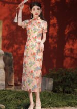 Chinese Style Cheongsam Summer Rose Printed Dress