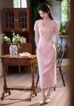 Elegant Pink Cheongsam Traditional Embroidery Chinese Dress​