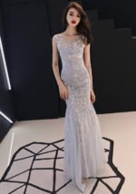 Fishtail Slimming Evening Gown 2025 New Elegant Silver Banquet Dress