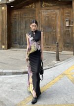 Floral Artisan Modern Twist Black Maxi Dress