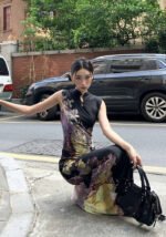 Floral Artisan Modern Twist Black Maxi Dress
