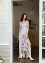 Gothic Floral Patchwork Slimming Tube Dress Sexy Non-Slip Design