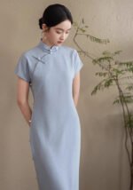 Light Blue Slim-Fit Cheongsam Qipao Dress