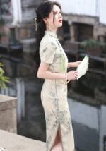 Long Cheongsam Chinese Style Ink Painting Slim Fitting Qipao