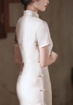 Long Qipao Chinese Floral Elegance Rose Print Cheongsam Dress