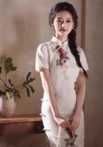 Long Qipao Chinese Floral Elegance Rose Print Cheongsam Dress