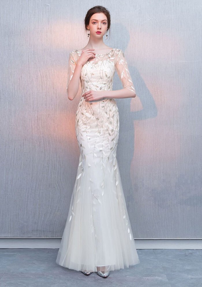 Luxury Ivory Embroidered Mermaid Wedding Dress