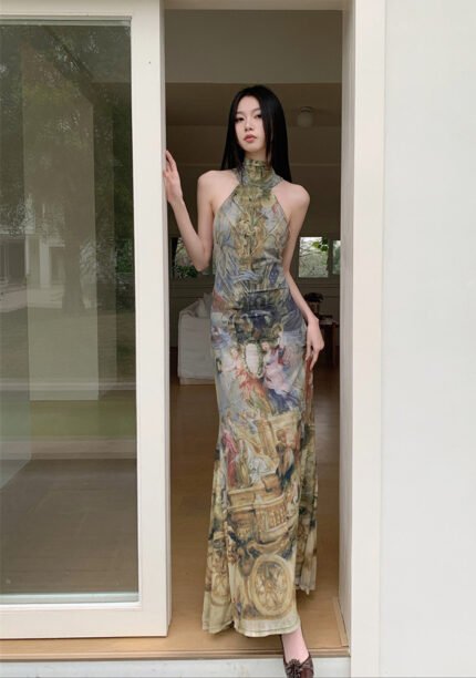 Maxi Halter Backless Sleeveless Dress