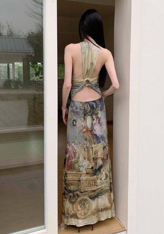 Maxi Halter Backless Sleeveless Dress
