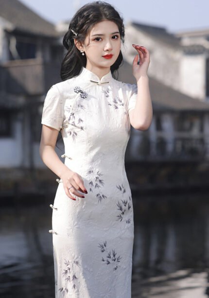 Midi-Length Cheongsam Slim-Fit Women's Dress