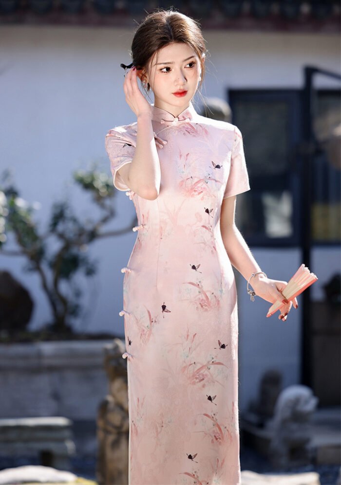 New Chinese Style Elegant Long Cheongsam Dress
