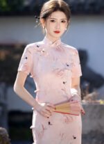 New Chinese Style Elegant Long Cheongsam Dress