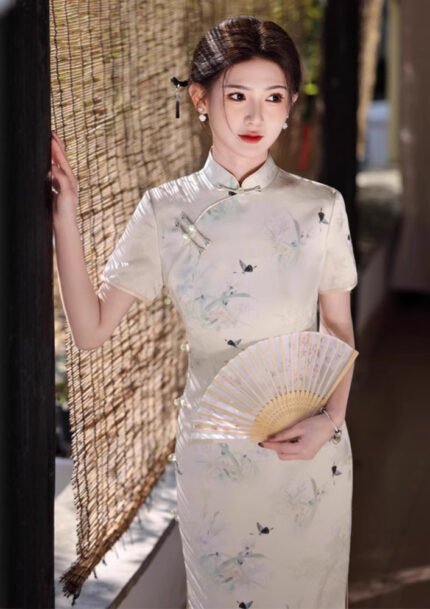 New Chinese Style Elegant Long Cheongsam Dress
