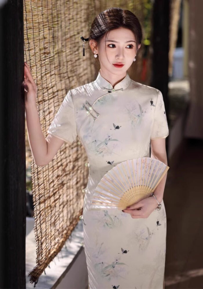 New Chinese Style Elegant Long Cheongsam Dress
