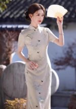 New Chinese Style Elegant Long Cheongsam Dress