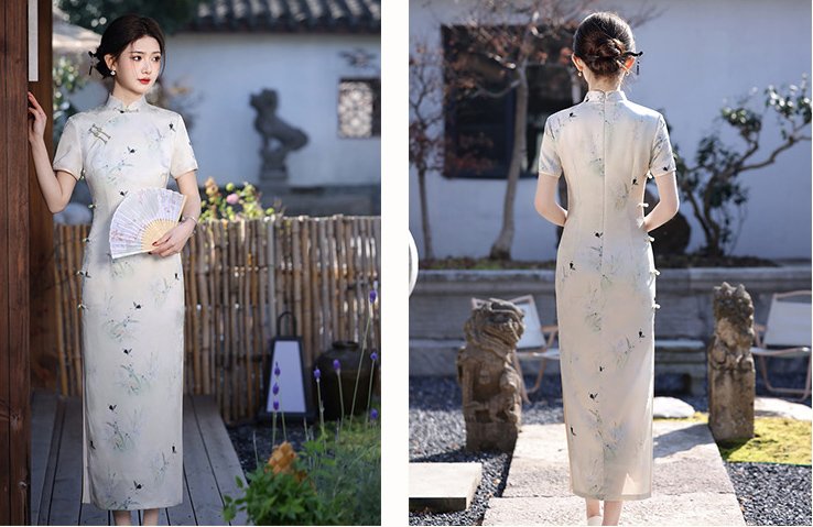 New Chinese Style Elegant Long Cheongsam Dress