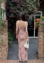Pink Floral Print Spaghetti Strap Maxi Dress