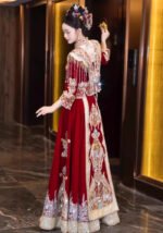 Plus Size Wedding Qun Kua Bridal Embroidered Dragon Phoenix
