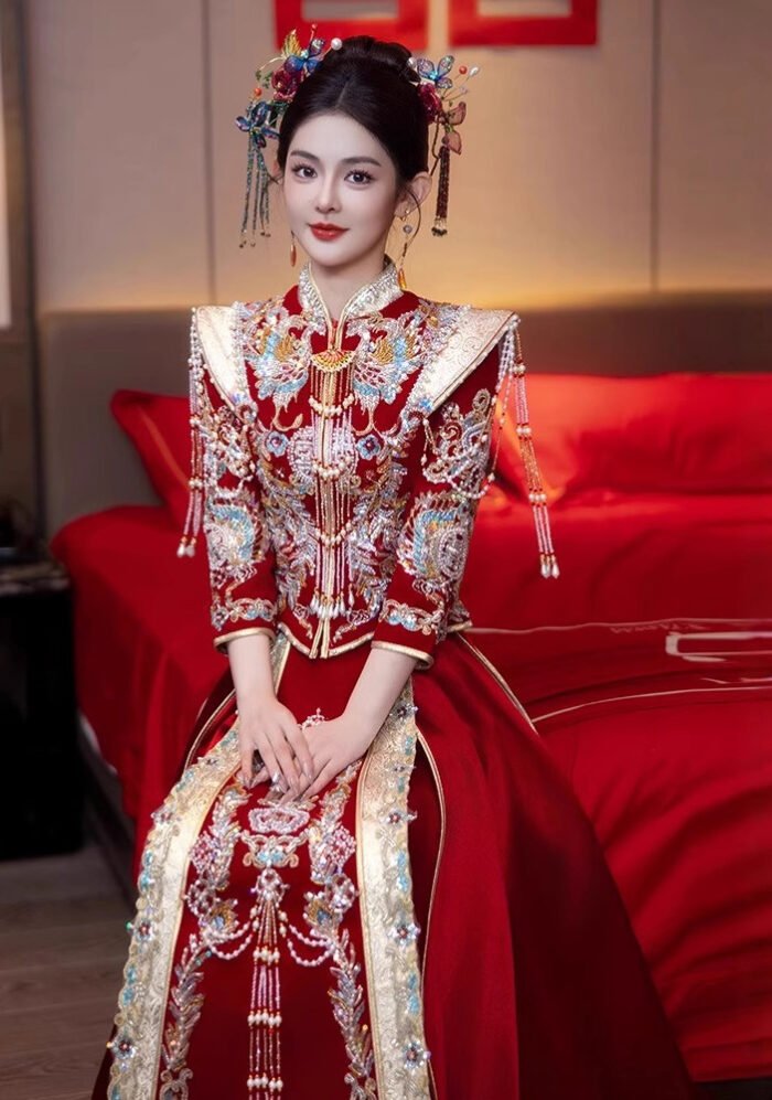 Plus Size Wedding Qun Kwa Dress Chinese Bridal Gown