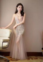 Mermaid Gown Floral Crystal-Embellished Bridal & Evening Dress