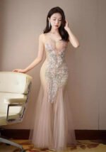 Mermaid Gown Floral Crystal-Embellished Bridal & Evening Dress