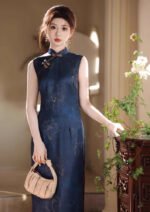 Sleeveless Long Cheongsam Modern Hong Kong Qipao