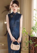 Sleeveless Long Cheongsam Modern Hong Kong Qipao