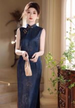 Sleeveless Long Cheongsam Modern Hong Kong Qipao