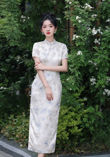 Summer New Jacquard Brocade Long Qipao Slimming Elegant