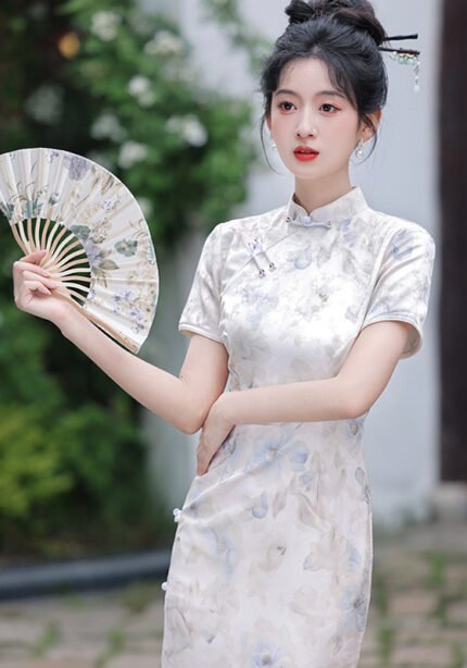 Summer New Jacquard Brocade Long Qipao Slimming Elegant