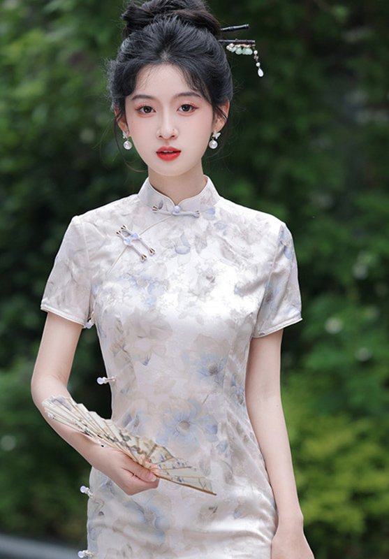 Summer New Jacquard Brocade Long Qipao Slimming Elegant