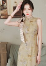 Summer Printed Midi Cheongsam Dress Retro