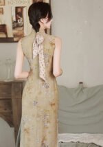 Summer Printed Midi Cheongsam Dress Retro