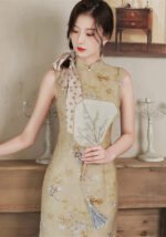 Summer Printed Midi Cheongsam Dress Retro