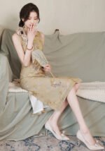 Summer Printed Midi Cheongsam Dress Retro