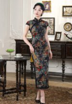 Vintage-Inspired Floral Printed Cheongsam Dress