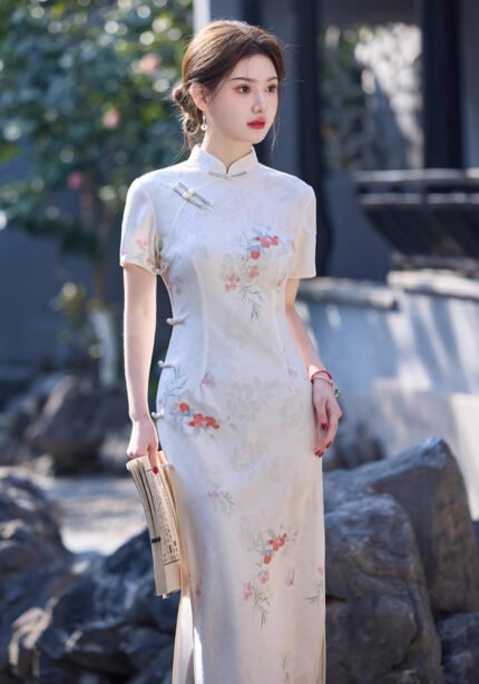 White Long Traditional Qipao Dresses