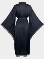 Women Satin Pajamas Lace Robe Nightgown Bathrobe Homewear