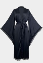 Women Satin Pajamas Lace Robe Nightgown Bathrobe Homewear