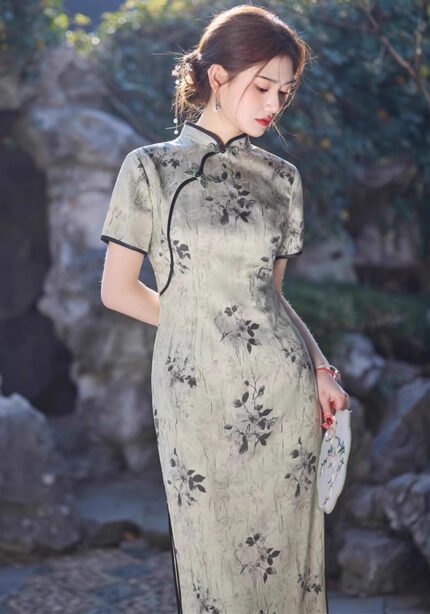 womens-mid-length-qipao-grey-ink-painting-print-cheongsam-dress