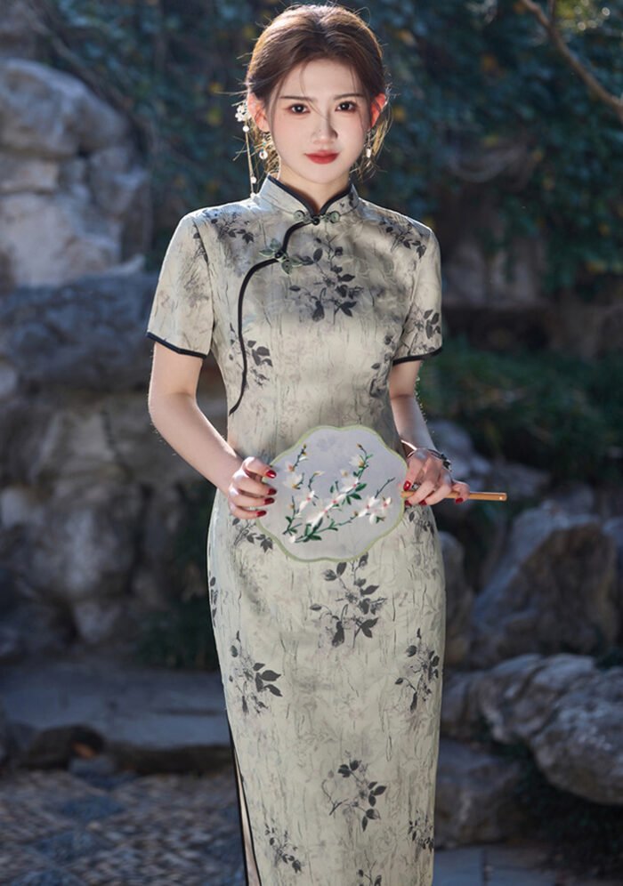 womens-mid-length-qipao-grey-ink-painting-print-cheongsam-dress