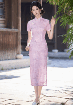 Elegant Pink Embroidered Cheongsam Traditional Chinese Qipao