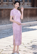 Elegant Pink Embroidered Cheongsam Traditional Chinese Qipao