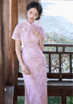 Elegant Pink Embroidered Cheongsam Traditional Chinese Qipao